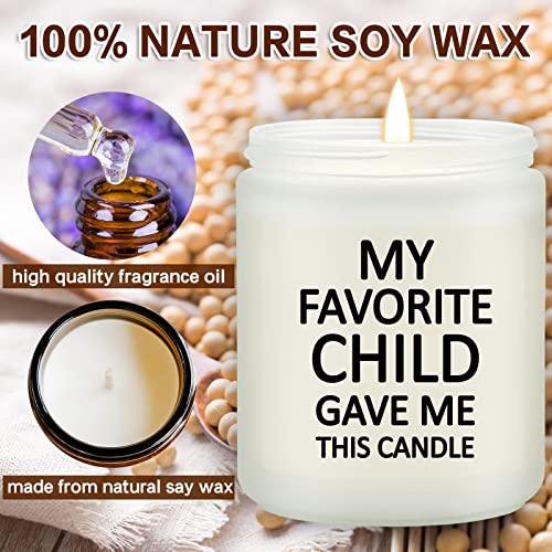 Volufia My Favorite Child Gave Me This Candle - Mom Birthday Gifts from Daughter, Son, Kids - Mother's Day, Father's Day, Christmas Gifts Idea for Dad, Parents, Grandma - Lavender Scented Candles