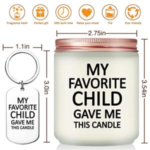 Volufia My Favorite Child Gave Me This Candle - Mom Birthday Gifts from Daughter, Son, Kids - Mother's Day, Father's Day, Christmas Gifts Idea for Dad, Parents, Grandma - Lavender Scented Candles