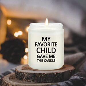 Volufia My Favorite Child Gave Me This Candle - Mom Birthday Gifts from Daughter, Son, Kids - Mother's Day, Father's Day, Christmas Gifts Idea for Dad, Parents, Grandma - Lavender Scented Candles