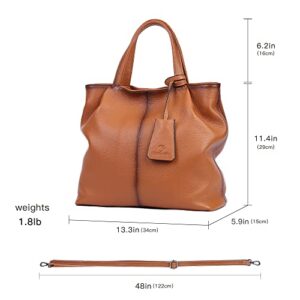 Genuine Leather Purses for Women, Soft Organized Hobo Bag Top Handle Satchel Classic Lightweight Shoulder Bag