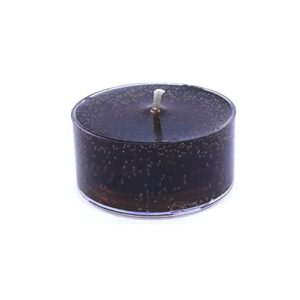 24 pack 100% black color unscented 8 hour mineral oil based gel tea light candles tealights for home, weddings, emergency use and events made in usa by the gel candle company