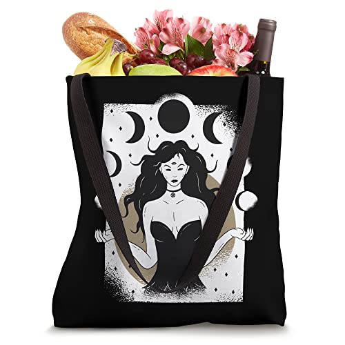 Lunar Goddess Moon Cycle Girl Witch Tote Bag