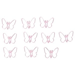 pssopp 100pcs cute paper clips, pink butterflies shape electroplating process bookmark clips for file classification