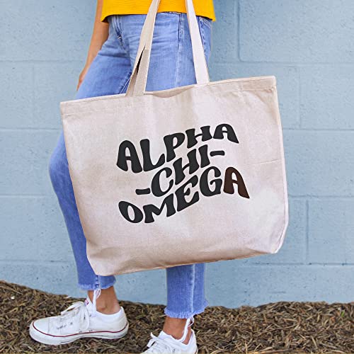 sockprints Tote Bags for Alpha Chi Omega Sorority – Mod Style Sorority Bag - Large Canvas Tote Bag - Sorority Gifts for Women