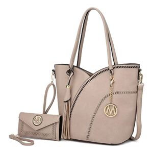 mkf collection tote bag for women,vegan leather set handbag wallet purse, top-handle tote