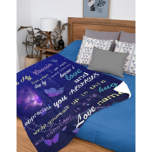 to My Cousin Custom Blanket with Photo Fleece Personalized Best Gift Throw Blankets Picture and Text Soft Flannel Bed for Kid Family Friend 30"x40"