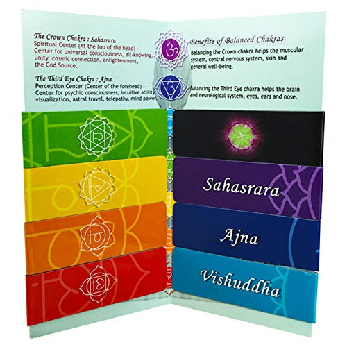 Chakra Magnetic Bookmarks 8 Pieces, with Guide Card on Chakras - for Books, Journals, or Small Notes