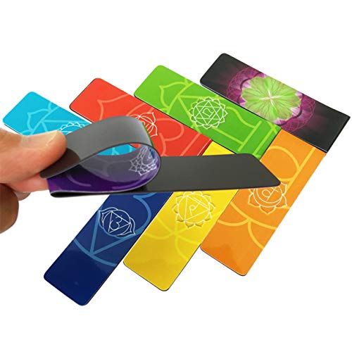 Chakra Magnetic Bookmarks 8 Pieces, with Guide Card on Chakras - for Books, Journals, or Small Notes