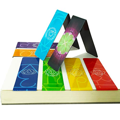 Chakra Magnetic Bookmarks 8 Pieces, with Guide Card on Chakras - for Books, Journals, or Small Notes