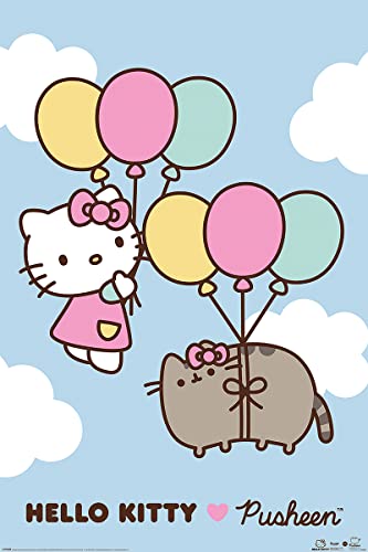 Hello Kitty Pusheen The Cat - Poster (Balloons) (Size: 24" x 36")