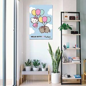 Hello Kitty Pusheen The Cat - Poster (Balloons) (Size: 24" x 36")