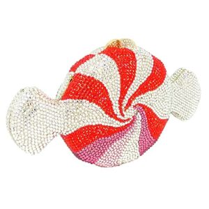 DEBIMY Candy Shape Clutch Purse Shining Crystal Evening Bags Luxury Rhinestone Handbags for Prom Cocktail Party Red