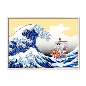 pinknordic anime poster wano country oda’s art ukiyo-e canvas painting luffy zoro nami wall art for living room decor boy gift,12x16inch