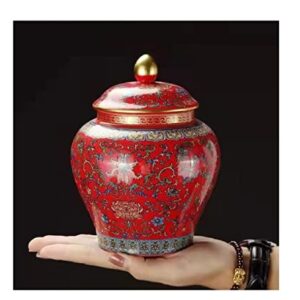 Ginger Jar Decorative Jar Ancient Chinese Imperial Enamel Porcelain (Small, Red)