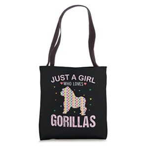 gorillas lover girls women just a girl who loves gorillas tote bag