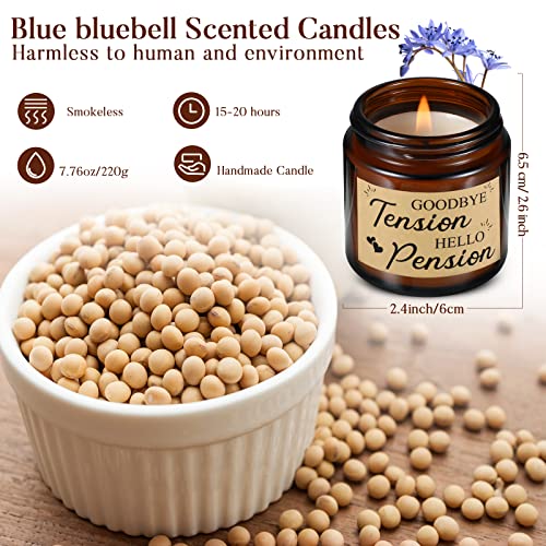 5 Pcs Retirement Gift Hug Scented Candle Goodbye Tension Bluebells Scented Candle Soy Wax Aromatherapy Candle Pocket Hug Token PU Leather Keychain Funny Retirement Card Retro for Retirement Gift