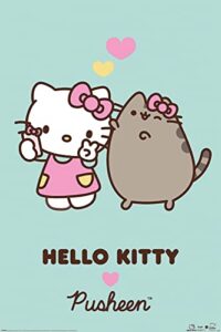 hello kitty pusheen the cat – poster (hearts) (size: 24″ x 36″)