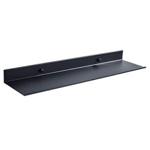 fhy black metal wall mounted floating shelves ledge,space saving rustproof aluminum bathroom shelf wall mount shelving extra strong floating shelves storage rack(60cm,pack of 1pcs)