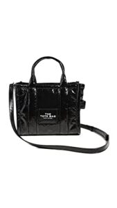 marc jacobs women’s the shiny crinkle mini tote, black, one size