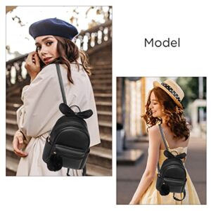 I IHAYNER Mini Backpack for Girls Small Backpack Purse Teen Girls Cute Leather Backpack Women Pompom Backpack Shoulder Bag Grey