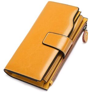 sendefn women leather wallets rfid blocking clutch card holder ladies purse with zipper pocket