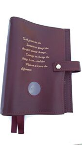 burgundy deluxe triple na book cover for the basic text (6th ed), it works, how and why and living clean with serenity prayer and medallion holder.