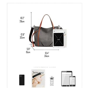 Canvas Shoulder Handbag Tote Bags for Women Top Handle Satchel Handbags Messenger Bag Purse with Adjustable Shoulder Strap (Black)