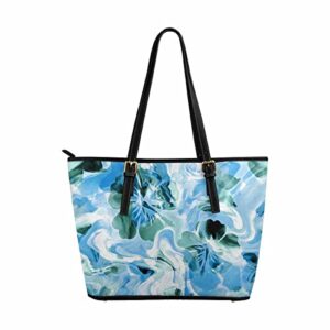 interestprint women’s pu leather handbags ladies shoulder bags tote bags butterflies, hibiscus flower