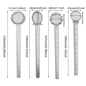 Honbay 8PCS Metal Bookmark Ruler Book Page Marker Retro Ruler Bookmark Pendant Tray Kit for School Office Supplies and Book Gifts Making (4 Styles, 2 Color)