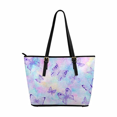 InterestPrint Handbags Ladies Purses Shoulder Bags Tote Bag Colorful Butterflies