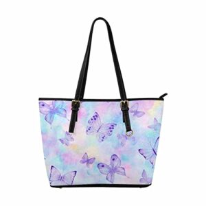 InterestPrint Handbags Ladies Purses Shoulder Bags Tote Bag Colorful Butterflies