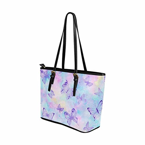 InterestPrint Handbags Ladies Purses Shoulder Bags Tote Bag Colorful Butterflies