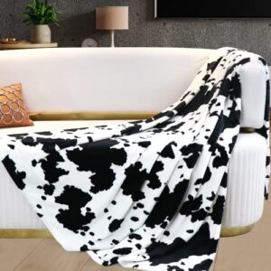 cow print blanket soft warm twin blankets and throws bedding fleece blanket cozy flannel black bed blanket lightweight fuzzy couch sofa throw blanket gift for valentine mother father couple 60×80 inch