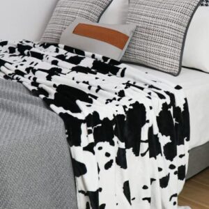 Cow Print Blanket Soft Warm Twin Blankets and Throws Bedding Fleece Blanket Cozy Flannel Black Bed Blanket Lightweight Fuzzy Couch Sofa Throw Blanket Gift for Valentine Mother Father Couple 60x80 inch