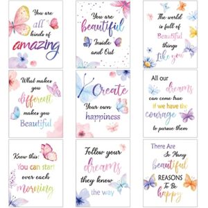 9 set watercolor butterfly inspirational quote wall poster prints 8 x 10 inch butterfly motivational saying girls room decor butterfly pictures wall decor butterfly wall decals with 30 glue point dots