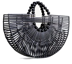 womens top handle bamboo tote bags clutch bag beach bag large size purses woven tote bamboo bag