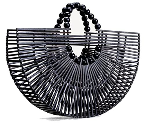 Womens Top Handle Bamboo Tote Bags Clutch Bag Beach Bag Large Size Purses Woven Tote Bamboo Bag