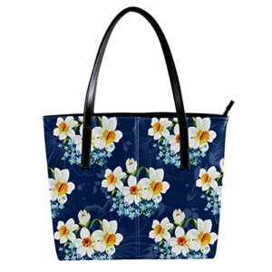 leather handbag for women, tote bag shoulder hobo bags for dating shopping daily purses daffodils flower