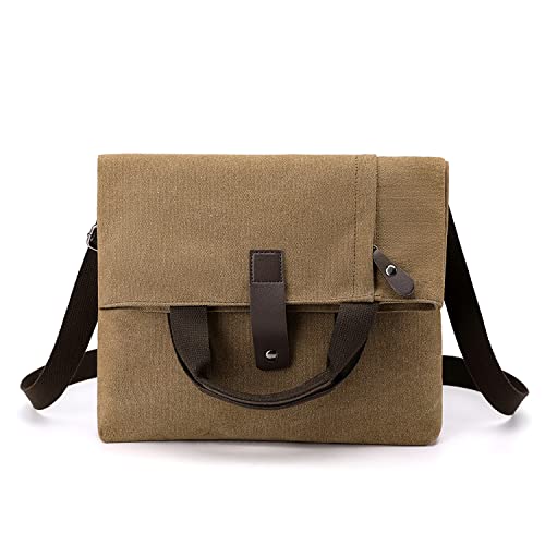 Folding Canvas Crossbody Shoulder Handbag Tote Bags with Adjustable Shoulder Strap Casual Messenger Bag (Coffee)