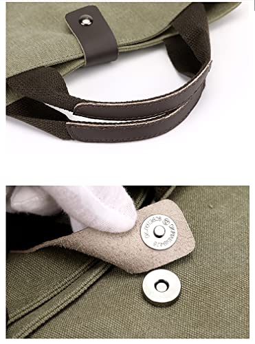 Folding Canvas Crossbody Shoulder Handbag Tote Bags with Adjustable Shoulder Strap Casual Messenger Bag (Coffee)