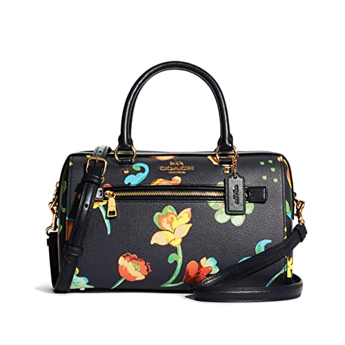 Rowan Satchel In Signature Canvas With Mystical Floral Print (Floral Midnight)