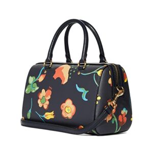 Rowan Satchel In Signature Canvas With Mystical Floral Print (Floral Midnight)