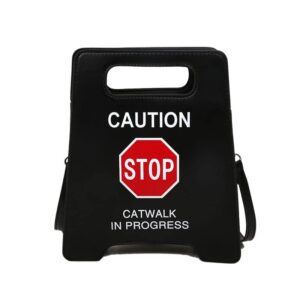 novelty shoulder bag,fashion caution tote handbags novelty stop sign purse,caution shoulder bag for women girls (black)