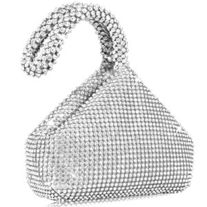 women’s evening bag- upgraded medium size full rhinestones bling wrist clutch purse for party wedding date night