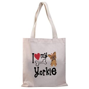bdpwss yorkie tote bag for women yorkie dog lover gift yorkshire terrier handbags yorkie mom gift (love my yorkie tg)