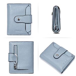 BOSTANTEN Women Leather Wallet RFID Blocking Small Bifold Bundled with Handbags Tote Purses Shoulder Bucket Bags Blue