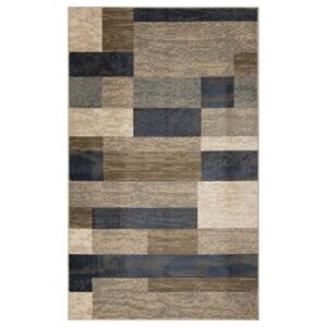 BNM Indoor Large Area Rug with Jute Backing, Modern Geometric, Perfect for Living and Dining Room, Bedroom, Hardwood Floors, Office, Dorm, Entryway, Rockwood Collection, 8' x 10', Midnight Navy