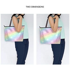 OTVEE Rainbow Pastel Clouds and Sky Handbag Top Handle Tote Bag for Women - L Size