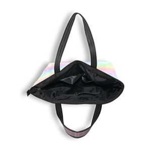 OTVEE Rainbow Pastel Clouds and Sky Handbag Top Handle Tote Bag for Women - L Size