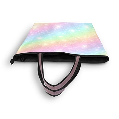 OTVEE Rainbow Pastel Clouds and Sky Handbag Top Handle Tote Bag for Women - L Size